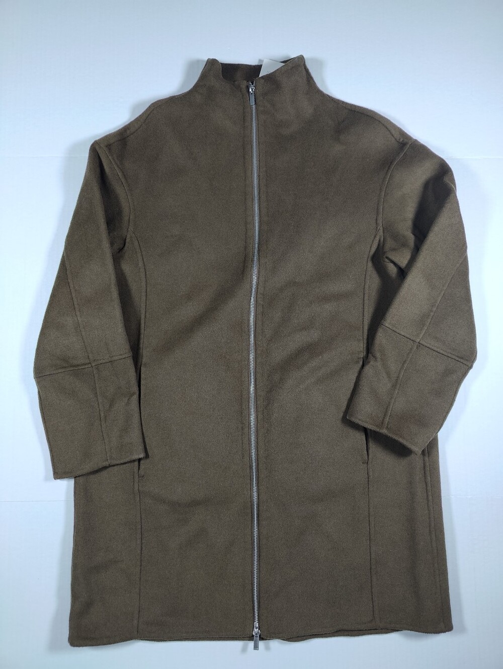 NWT Zara Wool Collection Women's Full Zip Brown Wool Overcoat Oversized Size S
